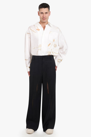 FENG CHEN WANG RTW SLASHING ORGANZA TROUSERS | BLACK