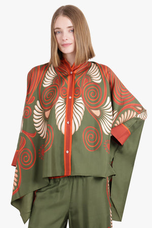 LA DOUBLEJ RTW Foulard 3/4 Sleeve Print Fluid Blouse | Kerylos Placée