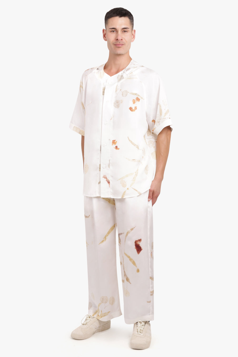 FENG CHEN WANG RTW NATURAL PLANT DYE SHORT SLEEVE SHIRT | WHITE