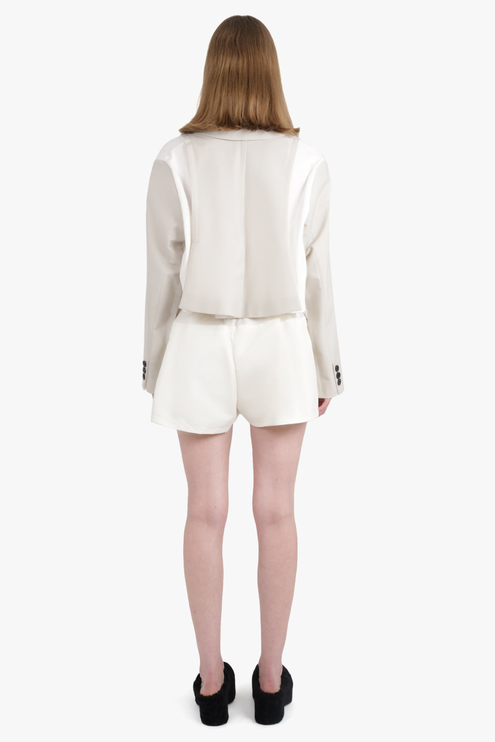 SACAI RTW Suiting Contrast Panel Jacket | White/Ecru