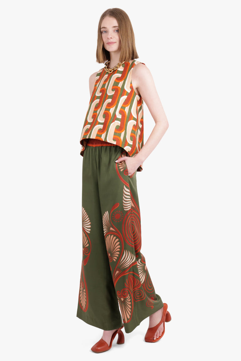 LA DOUBLEJ RTW Palazzo Wide Leg Print Pant | Kerylos Placée