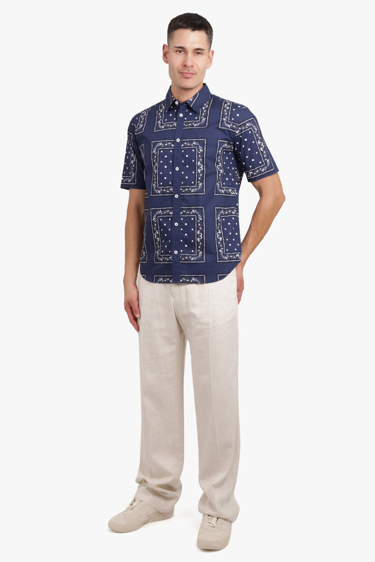 JACQUEMUS RTW LE CHEMISE MELO S/SL SHIRT | NAVY PAISLEY