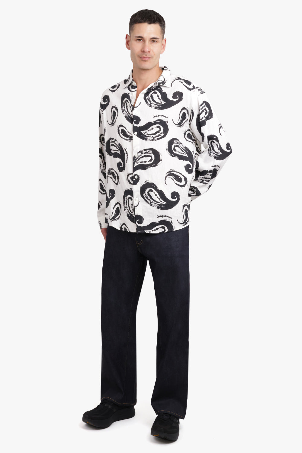 JACQUEMUS RTW LA CHEMISE SIMON SHIRT | WHITE/BLACK PAISLEY