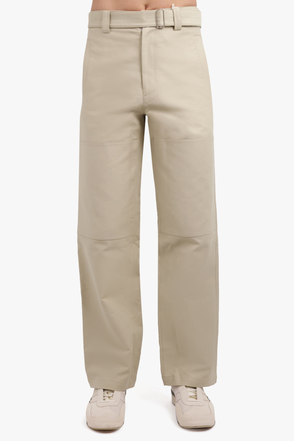 AFTER PRAY RTW Belted Double Knee Straight Pant | Beige