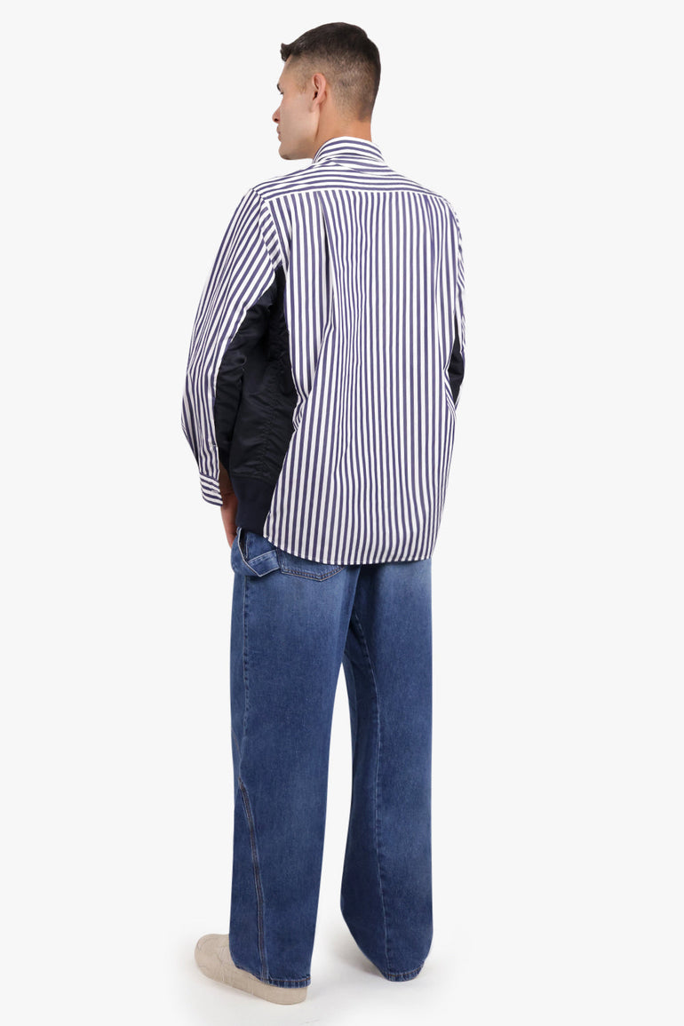 SACAI RTW COTTON POPLIN SHIRT | NAVY STRIPE