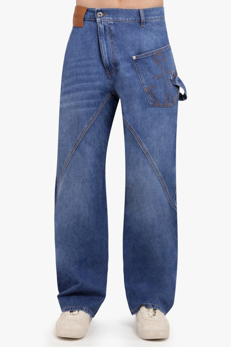 JW ANDERSON RTW Twist Workwear Logo Jean Pant | Washed Blue