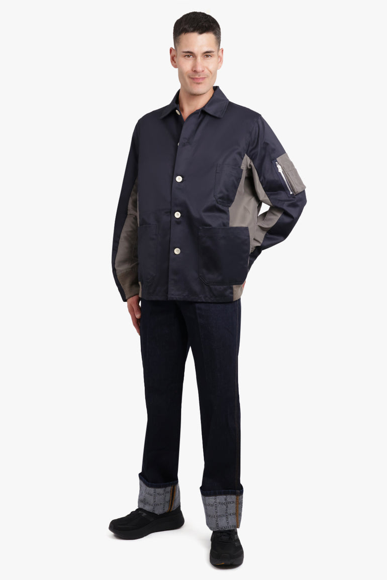 SACAI RTW COTTON CHINO X NYLON TWILL BLOUSON | NAVY/TAUPE