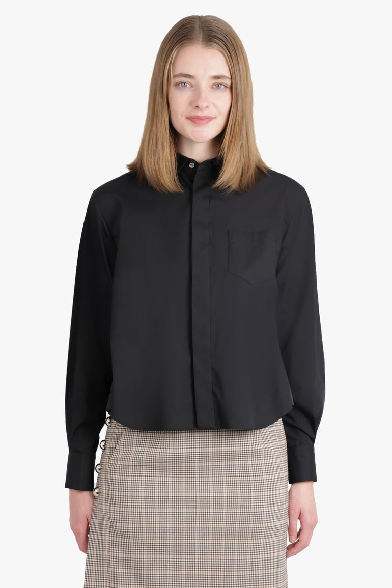 SACAI RTW Cotton Poplin X Nylon Twill Shirt | Black