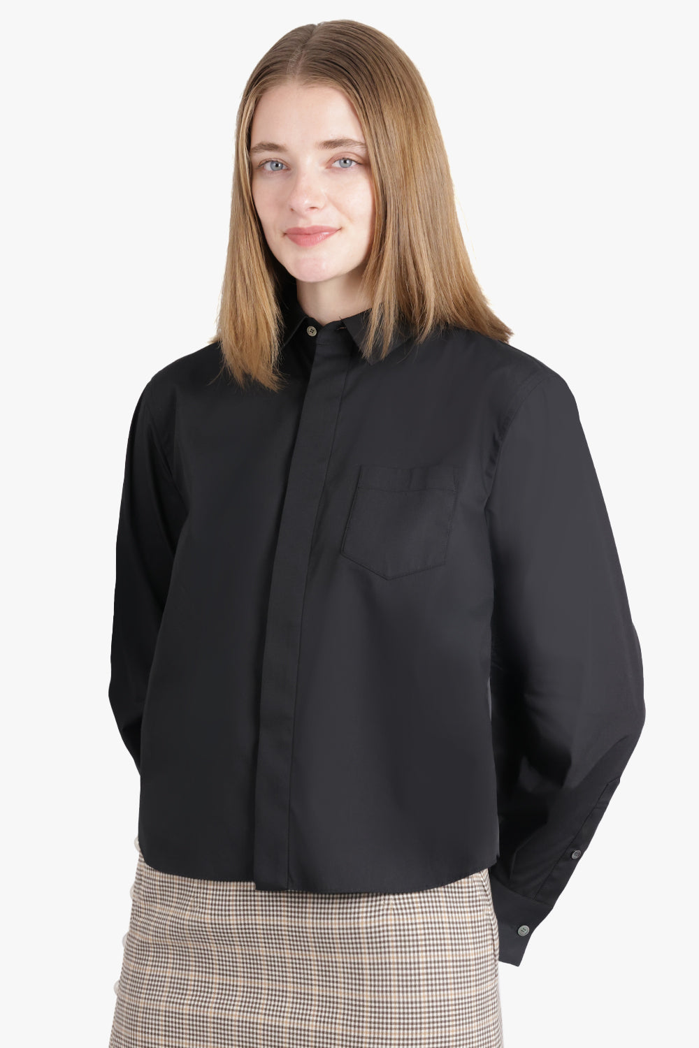 SACAI RTW Cotton Poplin X Nylon Twill Shirt | Black