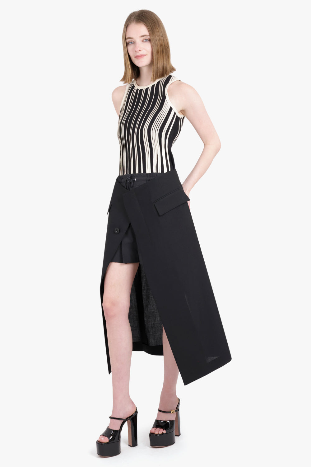 SACAI RTW Suiting Mix Skirt | Black