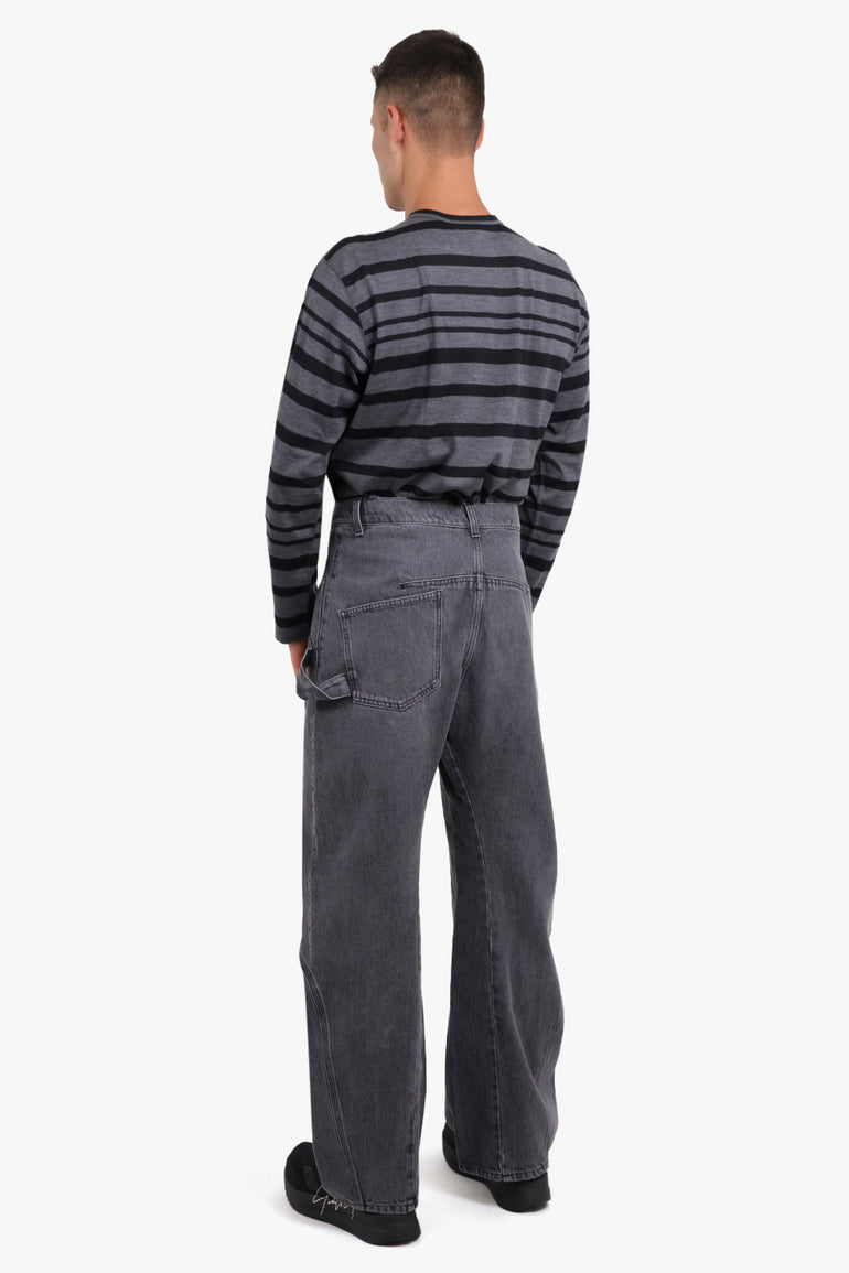 JUNYA WATANABE RTW Stripe Print L/S T-Shirt | Grey/Black