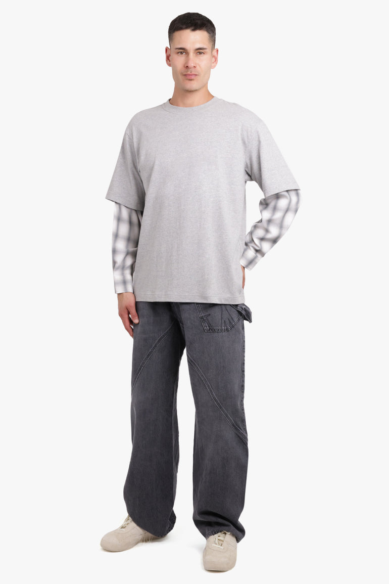 AFTER PRAY RTW Layer L/S Shirt Sleeve T-Shirt | Grey/Check