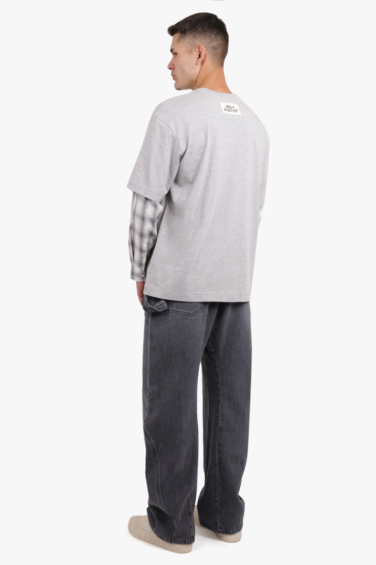 AFTER PRAY RTW Layer L/S Shirt Sleeve T-Shirt | Grey/Check