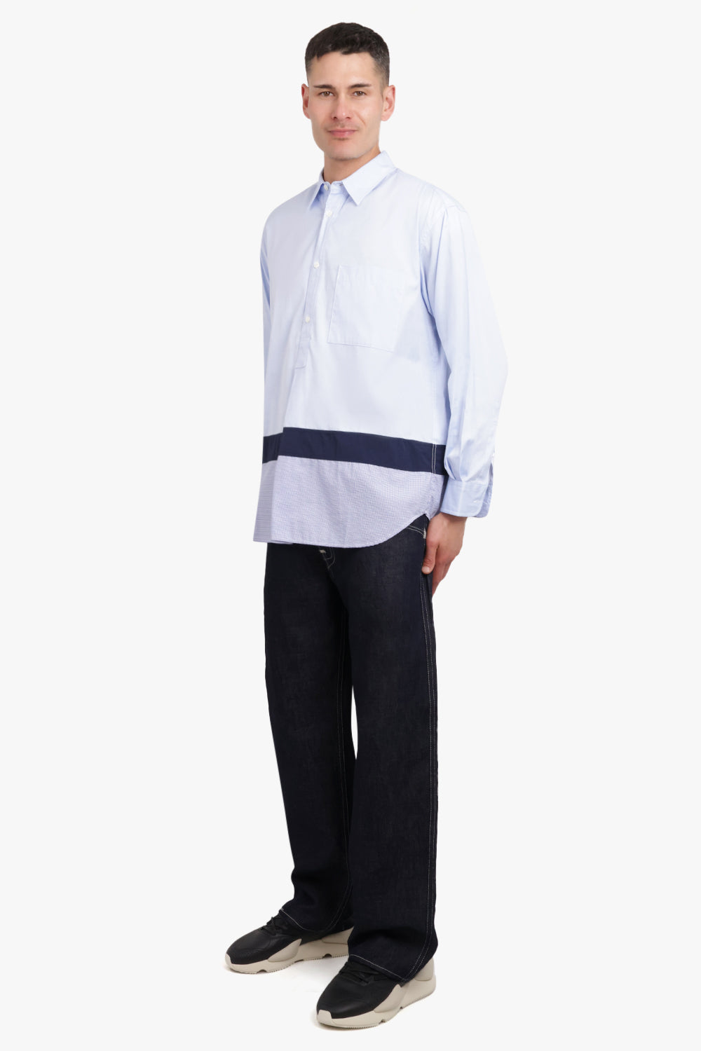 COMME DES GARCONS HOMME RTW OXFORD CONTRAST CHECK SHIRT | SAX