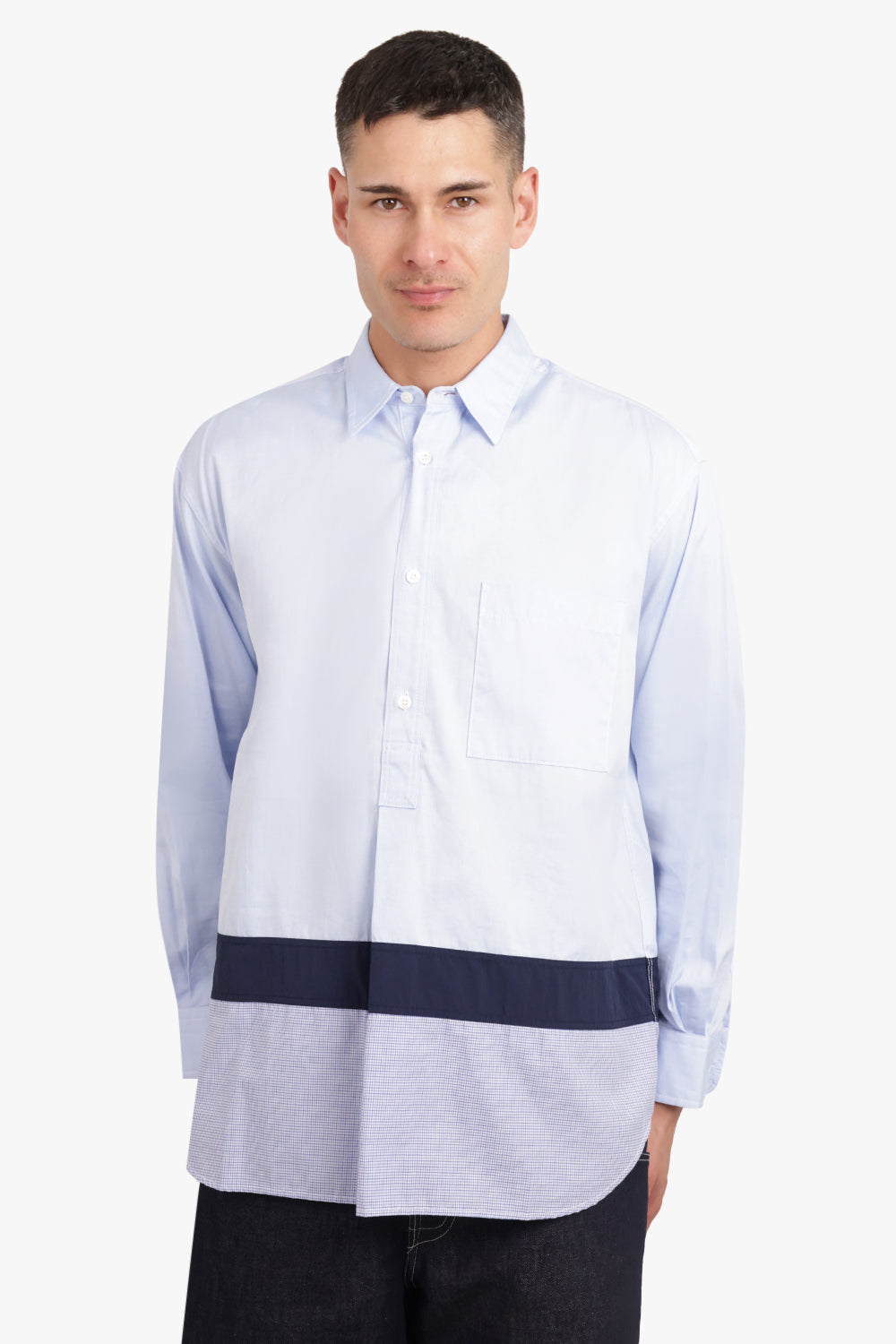 COMME DES GARCONS HOMME RTW OXFORD CONTRAST CHECK SHIRT | SAX