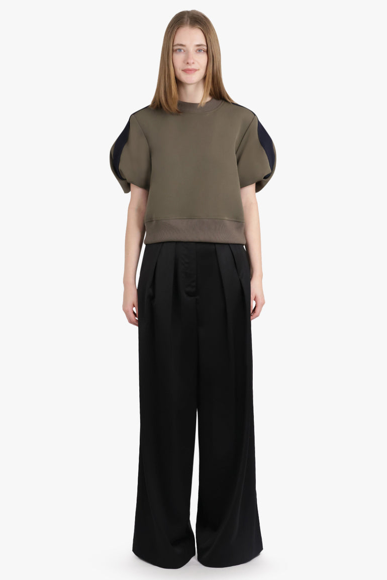 SACAI RTW Balloon S/S Pull over Top | Khaki/Navy