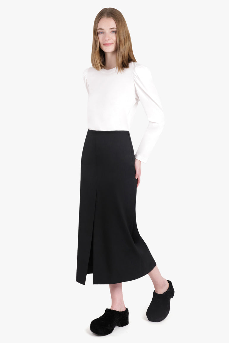 MM6 BY MAISON MARGIELA RTW Front Slit Midi Skirt | Black