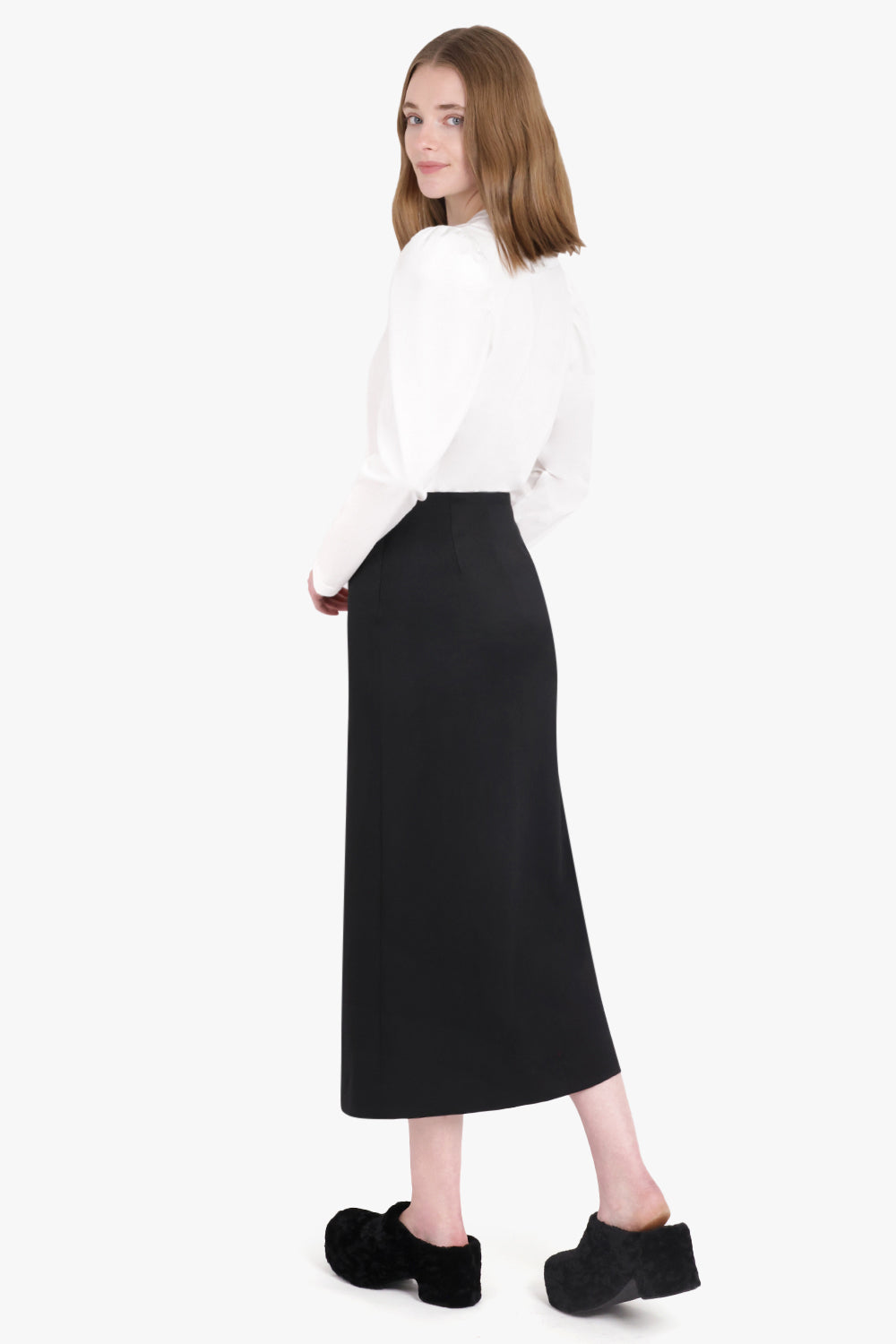 MM6 BY MAISON MARGIELA RTW Front Slit Midi Skirt | Black