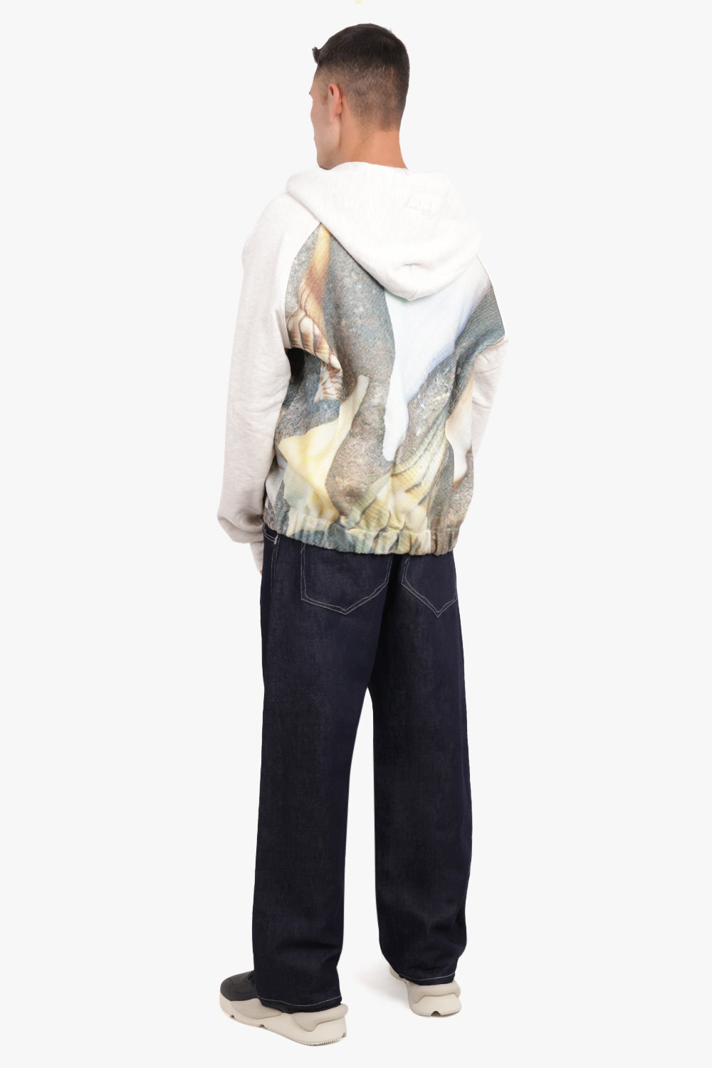 AFTER PRAY RTW FULL PRINT PANEL HOODY ZIP-UP | MELANGE GRAY