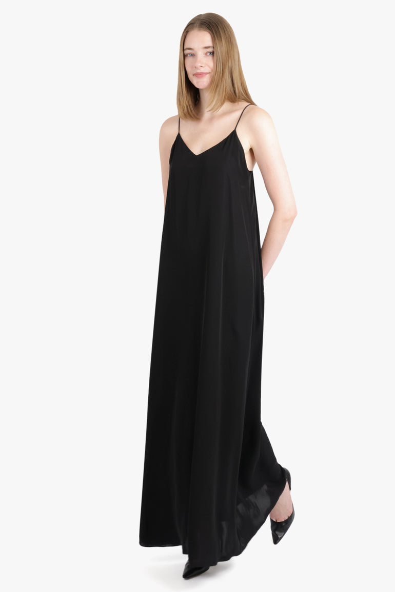 THE ROW RTW Kole Thin Strap V-Neck Maxi Dress | Black