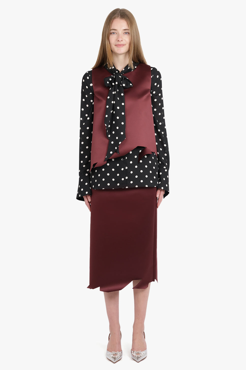 VIKTOR & ROLF RTW Deconstructed Hem S/Less Top | Burgundy