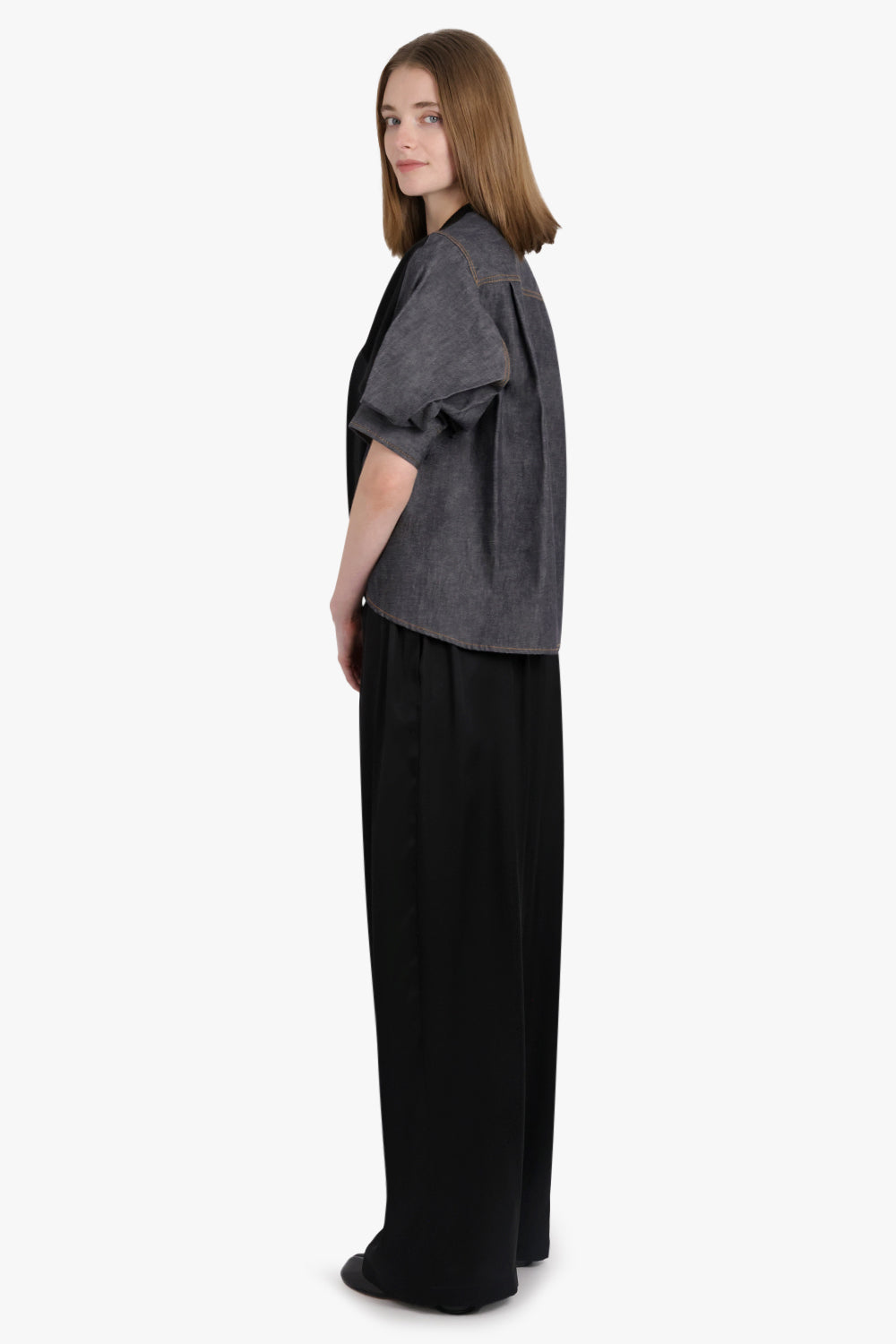 MM6 BY MAISON MARGIELA RTW Lining Look Fluid Wide Leg Pant | Black