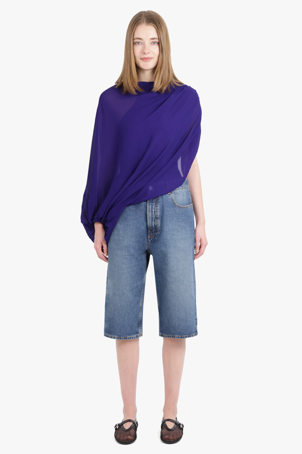 ALAIA RTW Asymmetric Drape Balloon Top | Purple