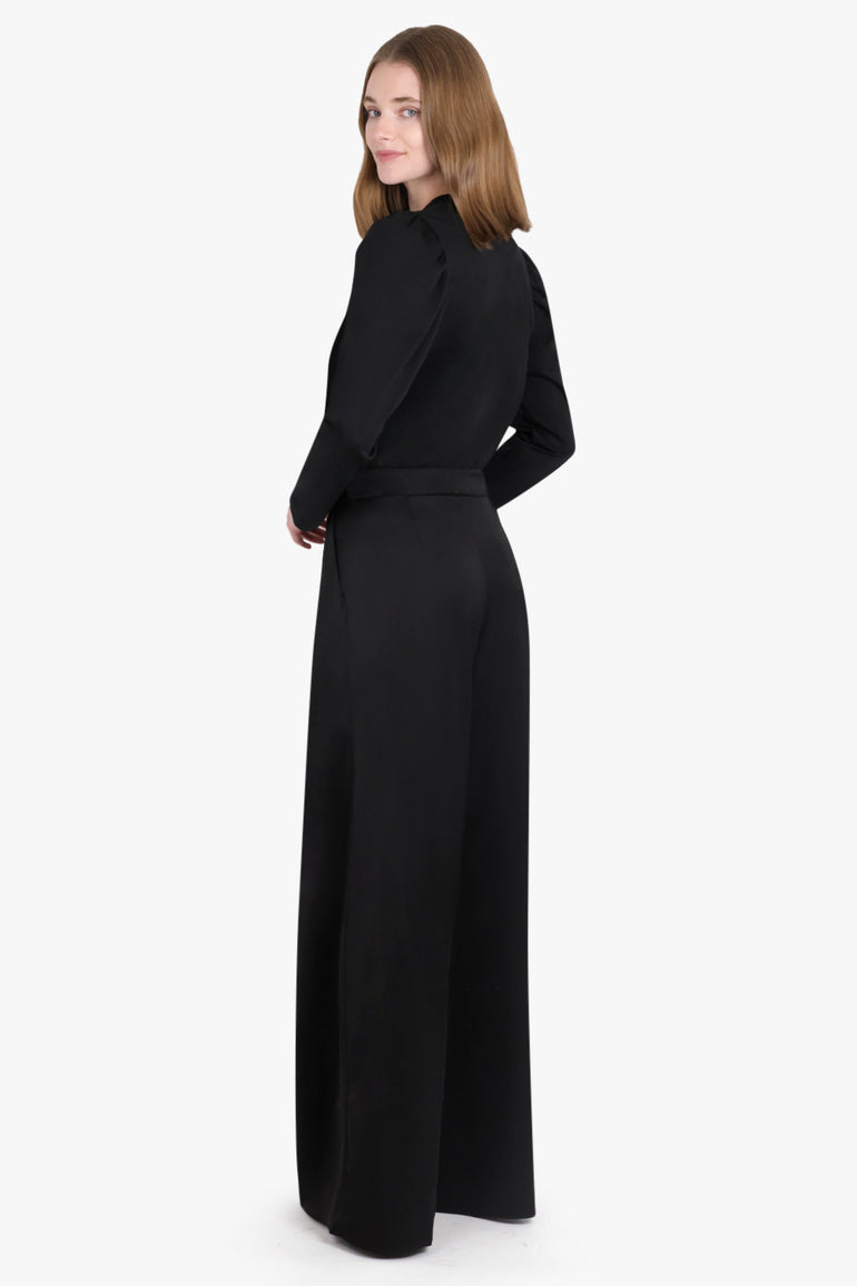 DRIES VAN NOTEN RTW Pamplona Wide Leg Pant Satin | Black