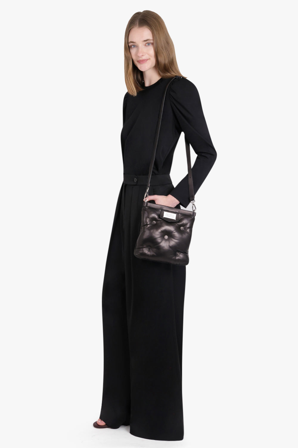 DRIES VAN NOTEN RTW Pamplona Wide Leg Pant Satin | Black