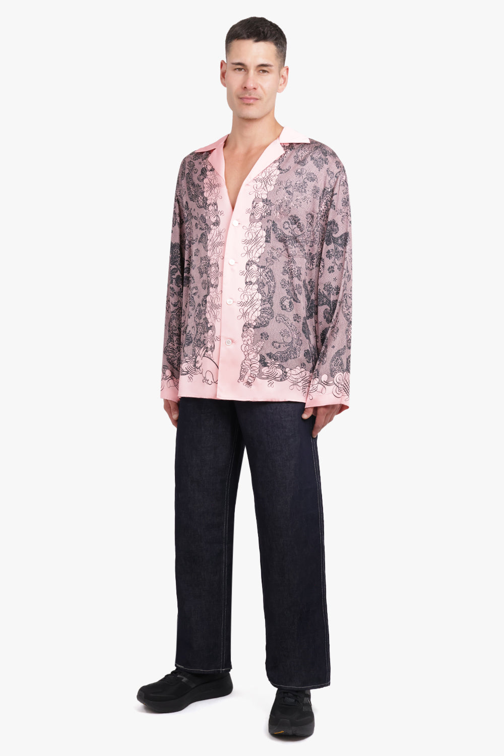 ACNE STUDIOS RTW Paisley Print Long Sleeve Shirt | Pink