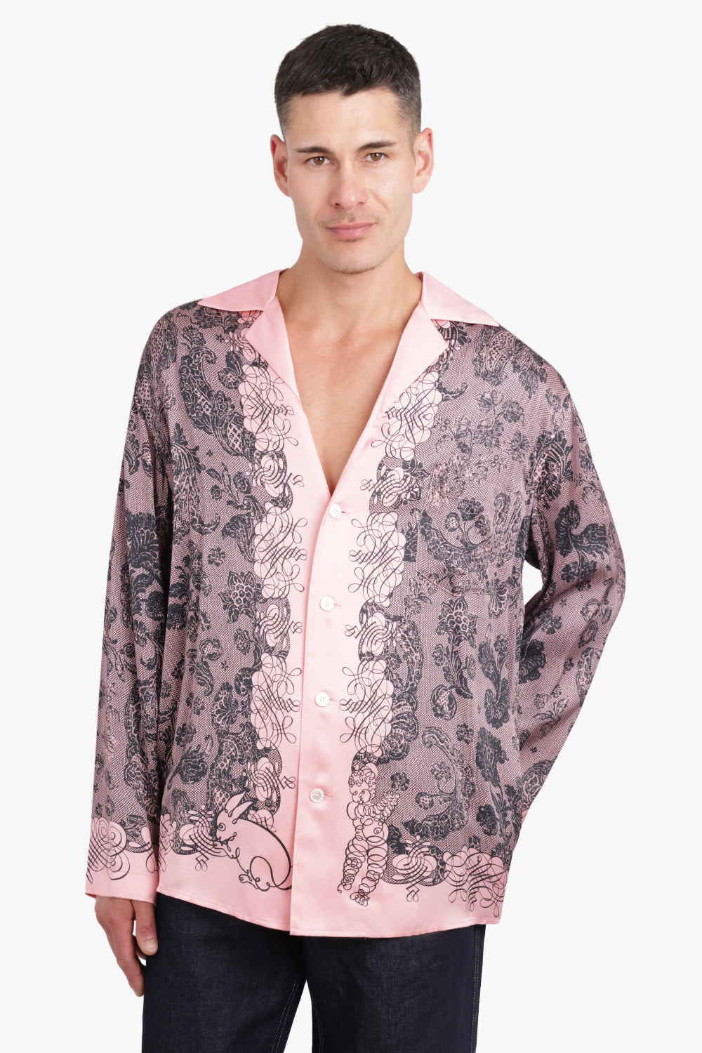 ACNE STUDIOS RTW Paisley Print Long Sleeve Shirt | Pink