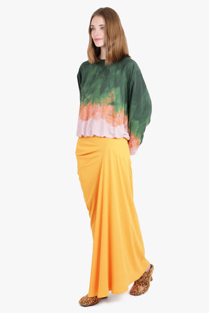 Saren Asymmetric Ruched Maxi Skirt | Orange