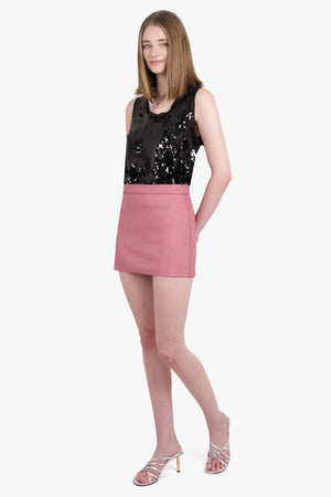 RICK OWENS RTW Gonna Denim Mini Skirt | Thulian Pink