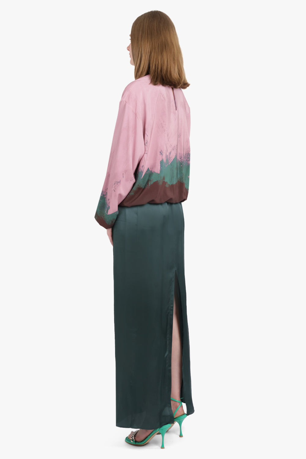 MM6 BY MAISON MARGIELA RTW Elastic Waistband Drape Maxi Skirt | Green