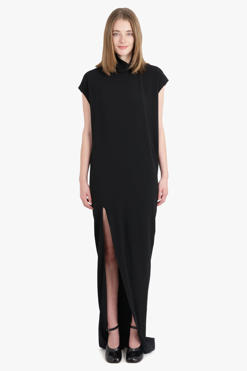 RICK OWENS RTW Abito S/S Edfu T Maxi Split Dress | Black