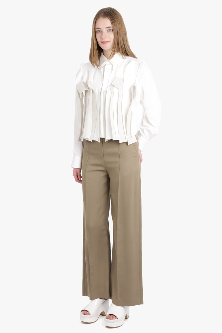 ACNE STUDIOS RTW Pitmel Double Wool Viscose Crepe Pants | Mud Beige