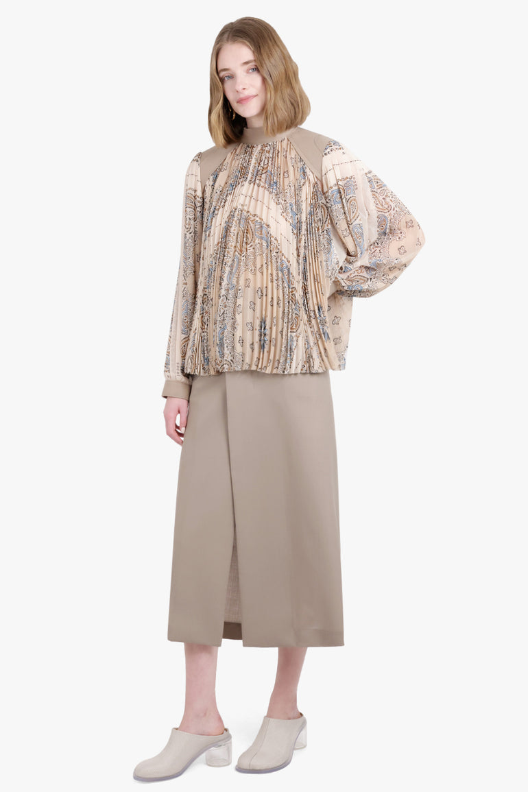 SACAI RTW Bandana Print Pullover Top | Beige