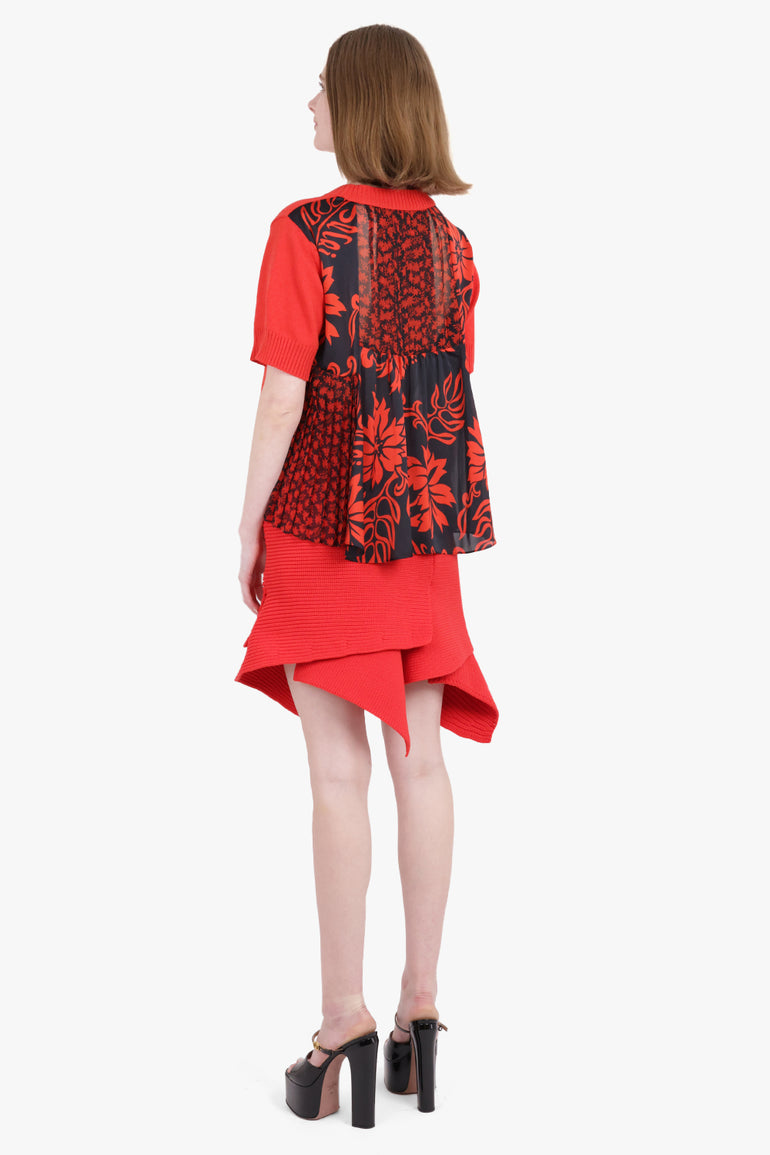 SACAI RTW Floral Knit Pullover | Navy/Red