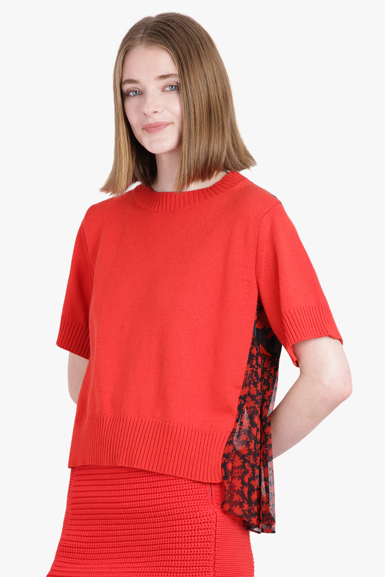 SACAI RTW Floral Knit Pullover | Navy/Red