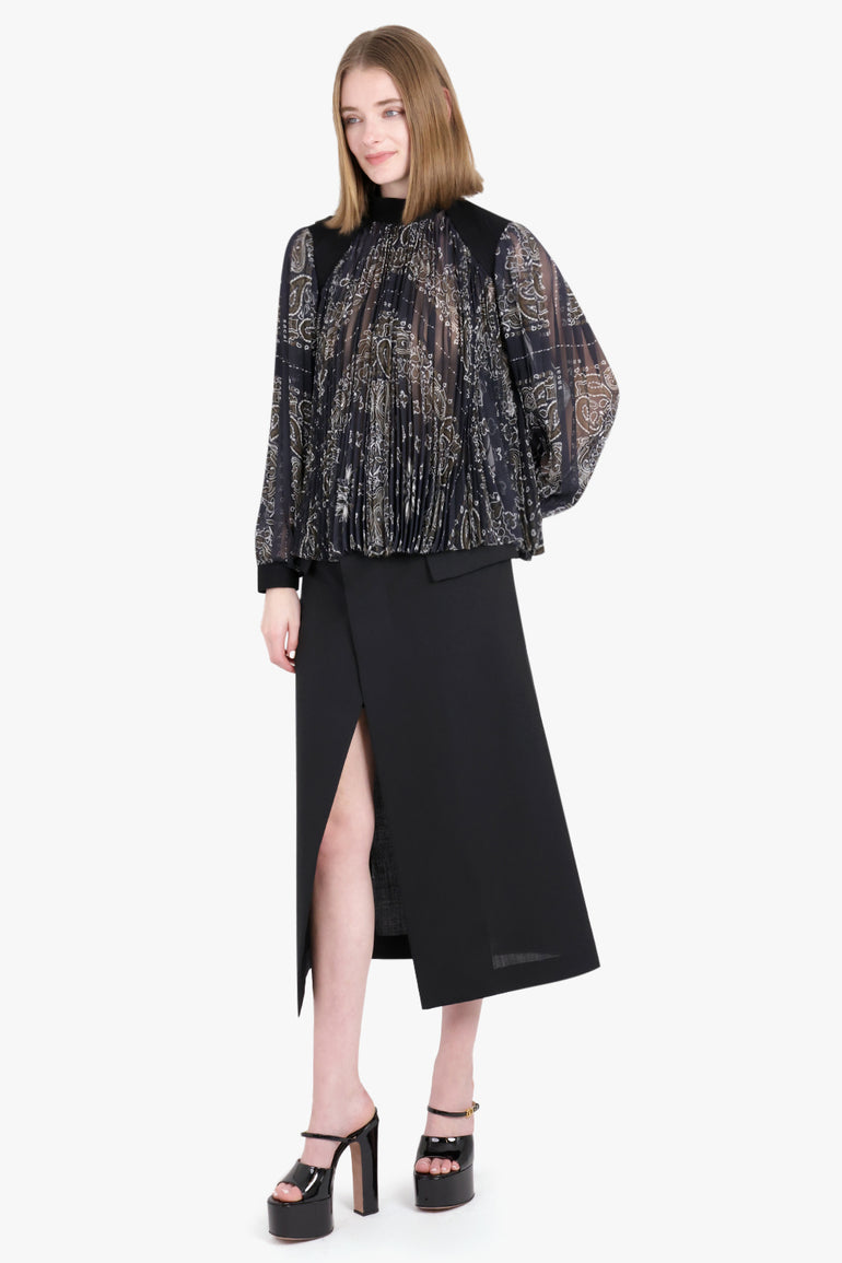 SACAI RTW Suiting Mix Skirt | Black