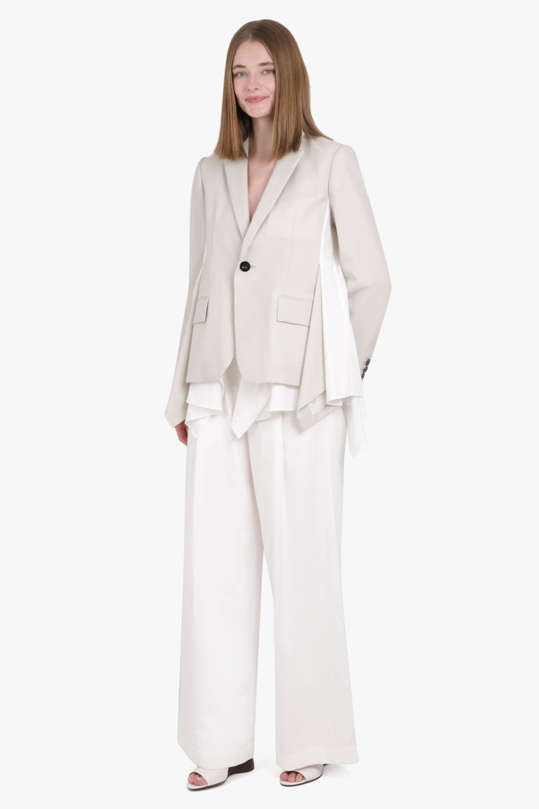 SACAI RTW Suiting Jacket With Shirt Detailing | Ecru/White