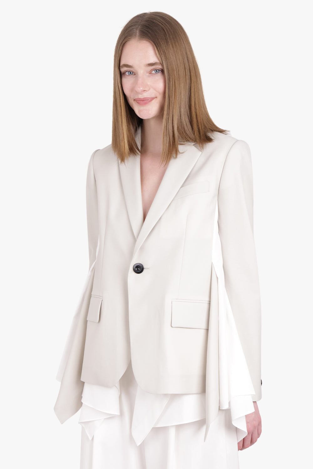 SACAI RTW Suiting Jacket With Shirt Detailing | Ecru/White