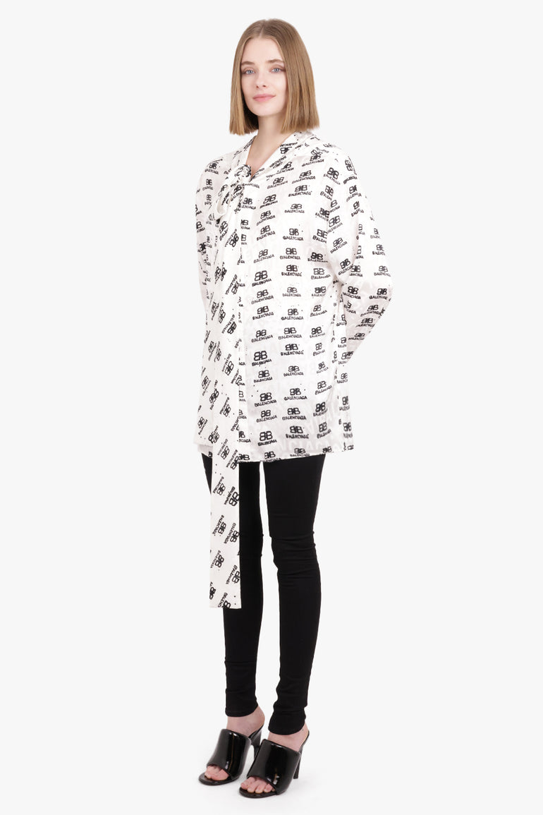 BALENCIAGA RTW SWING BB LOGO BLOUSE | BLACK/WHITE