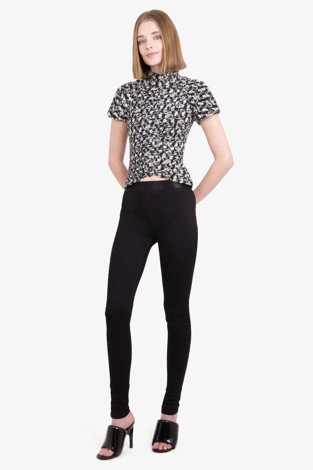 ANN DEMULEMEESTER RTW ELIEN DENIM LEGGINGS | BLACK