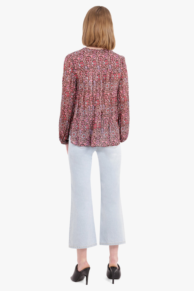 ISABEL MARANT RTW Daytonea Long Sleeve Print Blouse | Brown