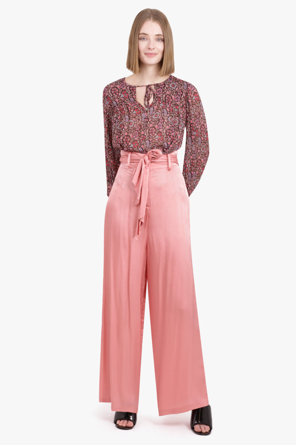 MOTHER OF PEARL RTW IONA WIDE LEG PANTS WITH BELT PINK