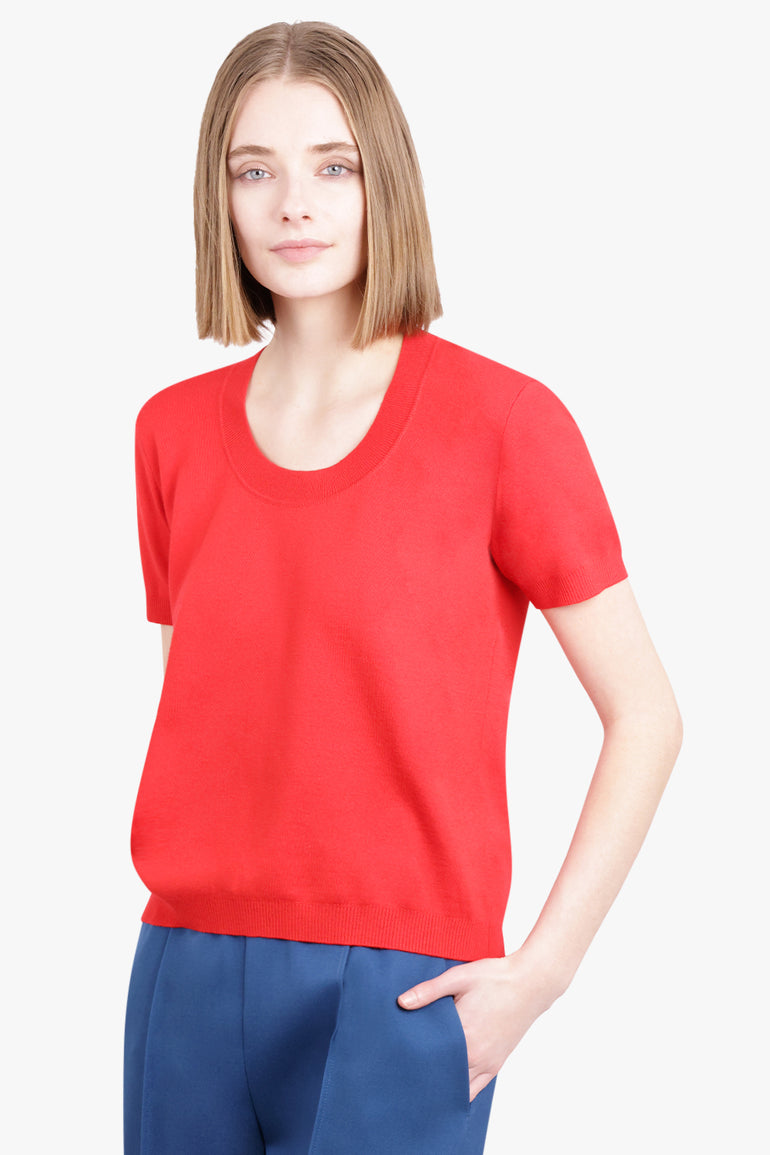 BOTTEGA VENETA RTW ROUND NECK SHORT SLEEVE KNIT | NAIL POLISH