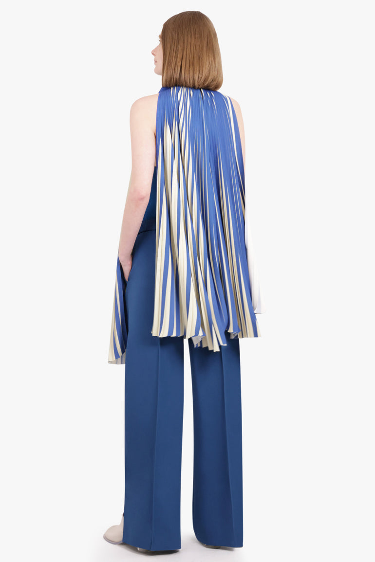 THEBE MAGUGU RTW Sun Ray Pleated Cape | Cobalt/Pearl