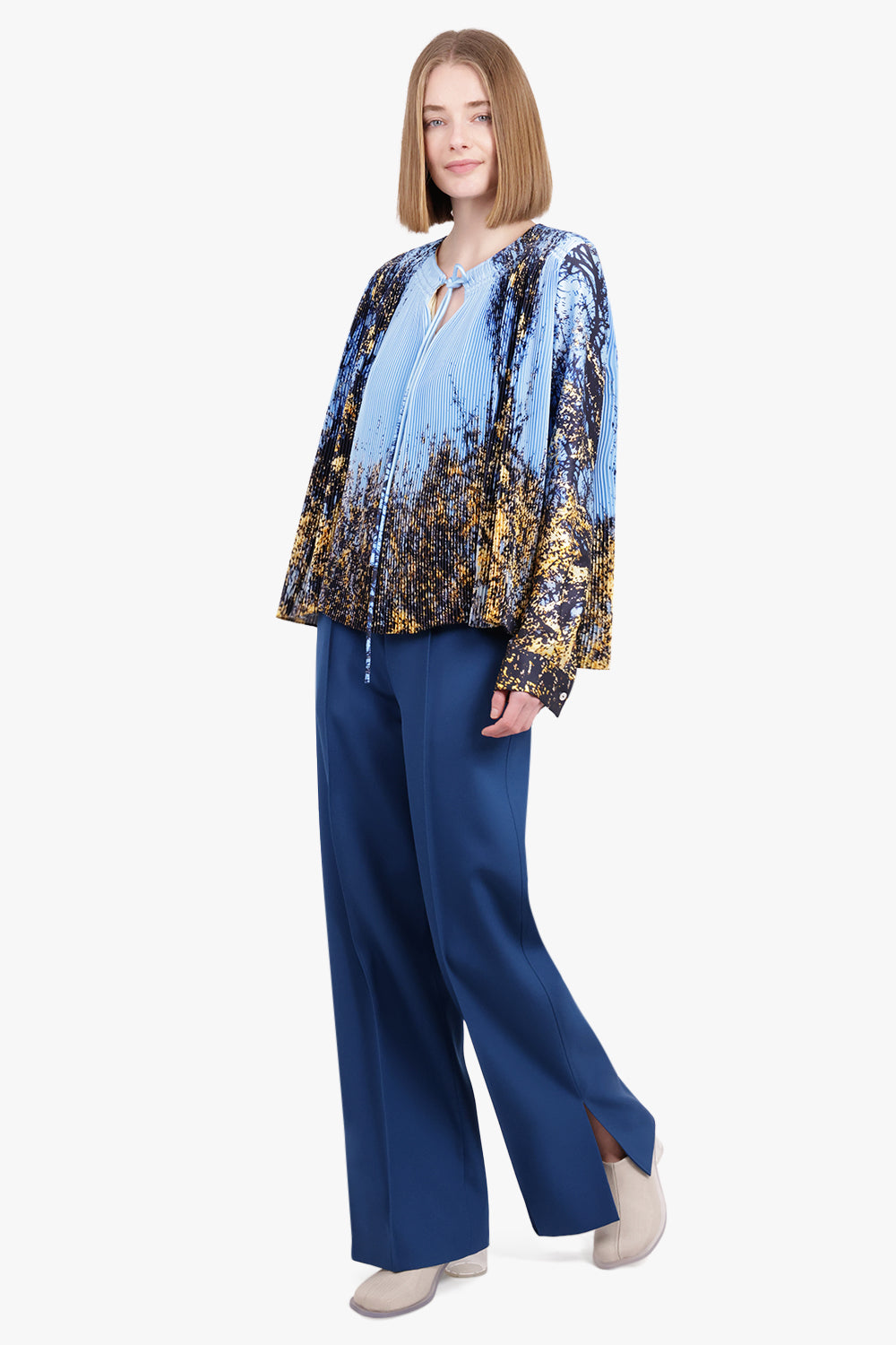 JIL SANDER RTW FOREST PRINT BLOUSE | BLUE