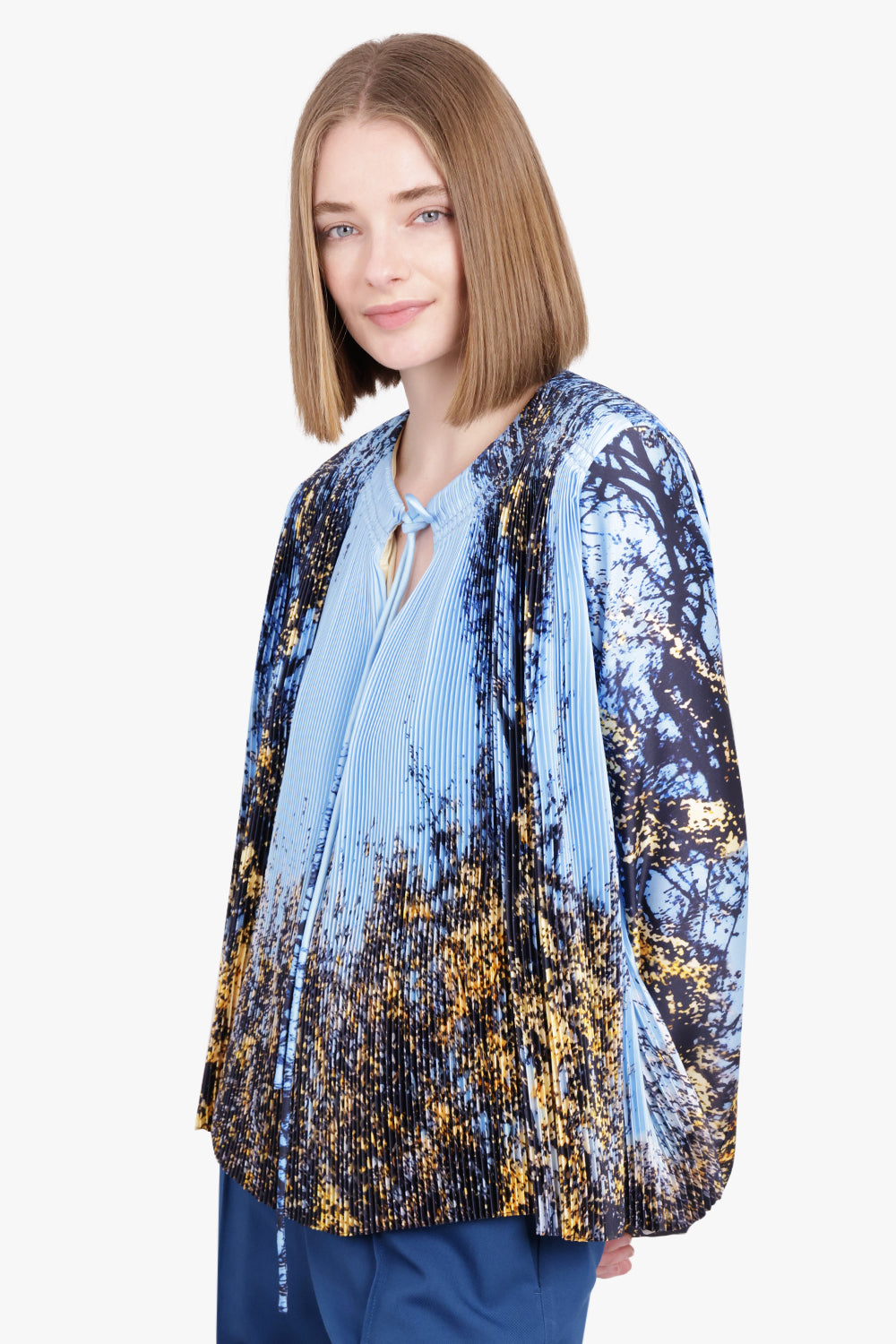 JIL SANDER RTW FOREST PRINT BLOUSE | BLUE